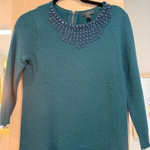 J. Crew Teal Knit with Blue Embellishments